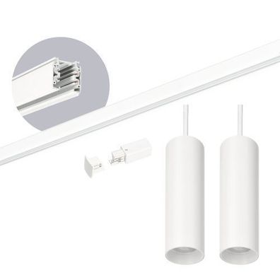 Schienensystem Komplett-Set, 1x2 m Schiene 2x Pendelleuchte Weiß