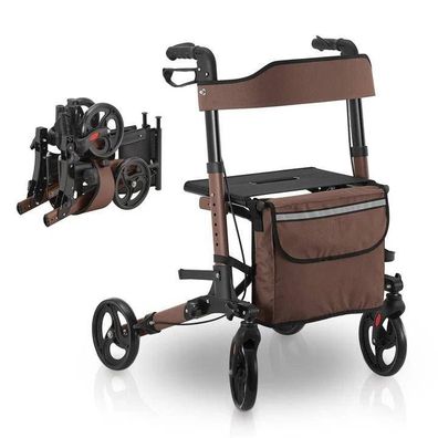 Rollator Gehhilfe Laufhilfe Gehwagen Aluminium faltbar Sitzfläche Tasche B-WARE