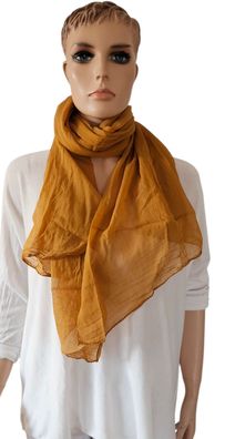 Italy Blogger Schal Tuch Scarf Halstuch Seide/Baumwolle asymetrisch einfarbig Curry