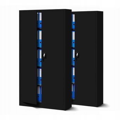 2er Set Aktenschrank Metallschrank Büroschrank 185 x 90 x 40 cm schwarz