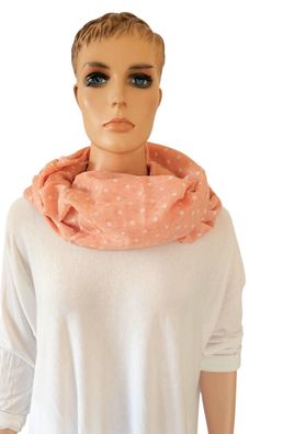 Blogger Loop Schal Halstuch Schlauchschal Baumwolle Viskose Punkte Apricot/Weiß
