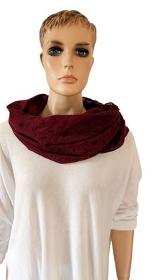 Loop Schal Halstuch Schlauchschal Baumw. Viskose maritimer Print dunkles Weinrot