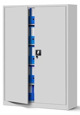 Büroschrank Aktenschrank XXL Metallschrank 185 cm x 115 cm x 40 cm Farbe: Grau