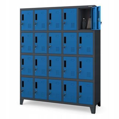 Umkleideschrank Spind Schließfachschrank Metallschrank 172x136x45 cm Anthrazit-Blau