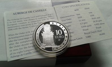 Original 10 euro 2008 PP Malta Se 28,28g 925 Sterlingsilber