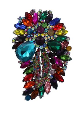 bunte Schmuck Brosche edel Blüte Schmucksteine Karneval Fasching