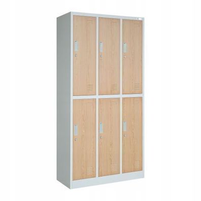 Schließfachschrank Umkleideschrank Garderobenschrank 185x90x45 Weiß-Holzoptik