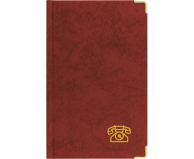 Adress- und Telefonbuch ROT Messingecken goldfarben 13 x 20,5 cm 72 Seiten Stylex