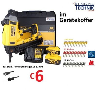 DeWalt Akku Betonnagler DCN890P2-QW 13-57mm 2x5,0Ah für Stahl u. Betonnägel C6 Koffer