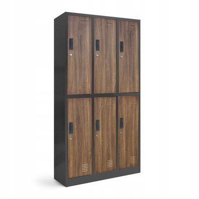 Schließfachschrank Umkleideschrank Garderobenschrank 185x90x45 Anthrazit-Holzoptik