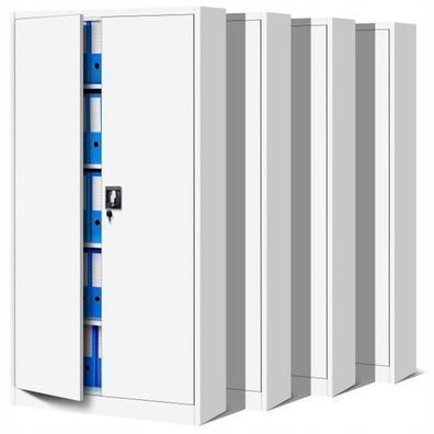 4er Set Aktenschrank Metallschrank Büroschrank 185 cm x 90 cm x 40 cm Weiß
