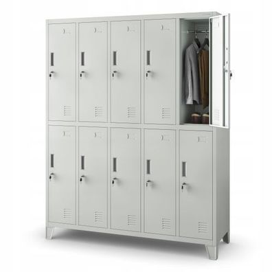 Umkleideschrank Spind Schließfachschrank Metallschrank 172x136x45 cm Grau