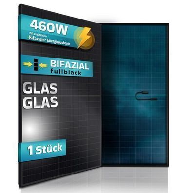 SUNNIVA® Solarmodul Solarpanel FULL BLACK Bifacial Bifazial Glas/Glas 460 Watt