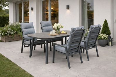 Destiny GARDA SAN MARINO Sitzgruppe 4 HL+Tisch 180x90cm, halboval, grau