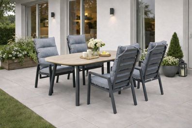 Destiny GARDA SAN MARINO Sitzgruppe 4 HL+Tisch 180x90cm, halboval, holzfarben