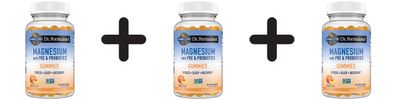3 x Garden of Life Dr. Formulated Magnesium with Pre & Probiotics Gummies, Peach - 60