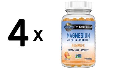 4 x Garden of Life Dr. Formulated Magnesium with Pre & Probiotics Gummies, Peach - 60