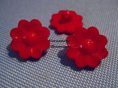 1 Kunststoff Kinderknopf Blume rot 16x7mm Öse 3mm Nr 18