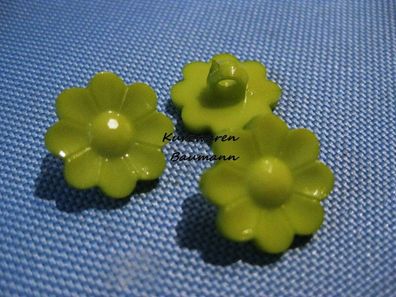 1 Kunststoff Kinderknopf Blume hellgrün 16x7mm Öse 3mm Nr 19