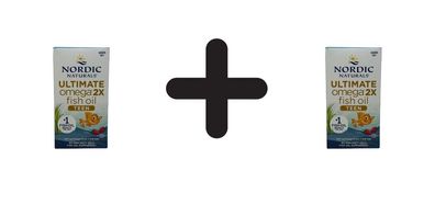 2 x Nordic Naturals Ultimate Omega 2X Fish Oil TEEN, Strawberry - 60 mini softgels