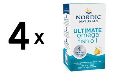 4 x Nordic Naturals Ultimate Omega, 1280mg Lemon - 180 softgels