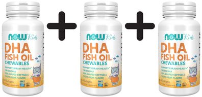 3 x NOW Foods DHA Kid's Chewable, 100mg - 60 softgels