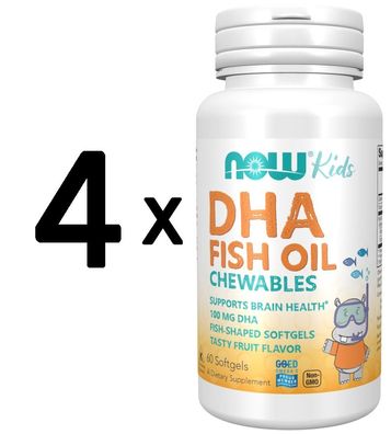 4 x NOW Foods DHA Kid's Chewable, 100mg - 60 softgels