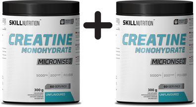 2 x Skill Nutrition Micronised Creatine Monohydrate, Unflavoured - 300g
