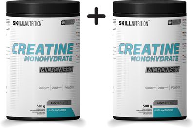2 x Skill Nutrition Micronised Creatine Monohydrate, Unflavoured - 500g
