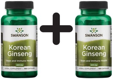 2 x Swanson Korean Ginseng, 500mg - 100 caps