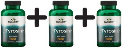 3 x Swanson L-Tyrosine, 500mg - 100 caps