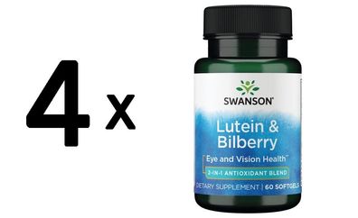 4 x Swanson Lutein & Bilberry - 60 softgels