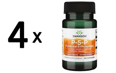 4 x Swanson P-5-P (Pyridoxal-5-Phosphate) Coenzymated Vitamin B-6 - 60 caps