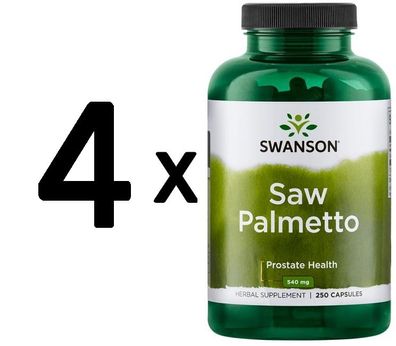 4 x Swanson Saw Palmetto, 540mg - 250 caps
