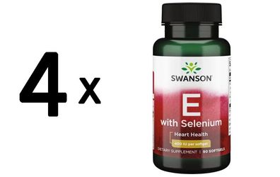4 x Swanson Vitamin E & Selenium - 90 softgels