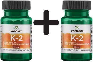 2 x Swanson Vitamin K-2, 50mcg - 30 softgels