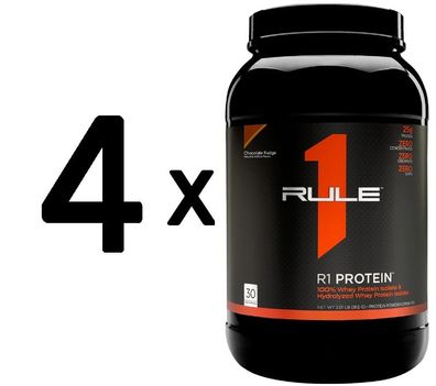 4 x Rule One R1 Protein, Chocolate Fudge - 912g