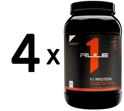 4 x Rule One R1 Protein, Cookies & Creme - 900g