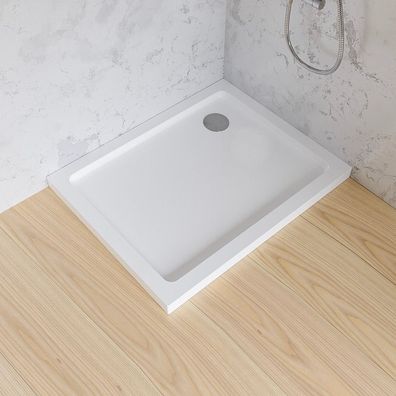 ECOLAM Duschwanne Duschtasse 80x90x12,5 cm Brausewanne Dusche Rechteck Ablauf GRATIS