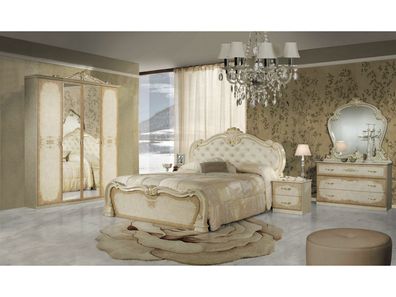 Barock Schlafzimmer-Set Serafina in Beige 6-Teilig