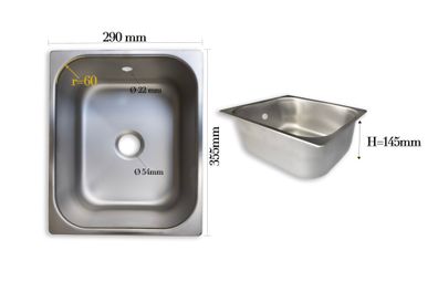Edelstahl-Spülbecken für Wohnmobile + Camper