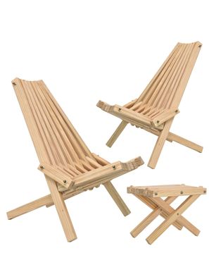 Skandinavisches Gartenmöbelset aus Kiefer 3-teilig