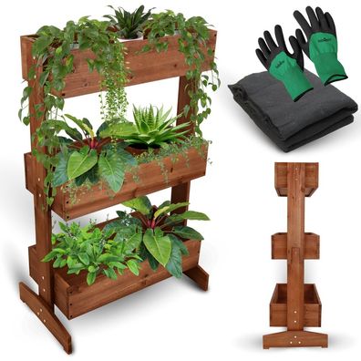 Hochbeet mit 3 Ebenen inkl. Gartenvlies &amp; Handschuhe