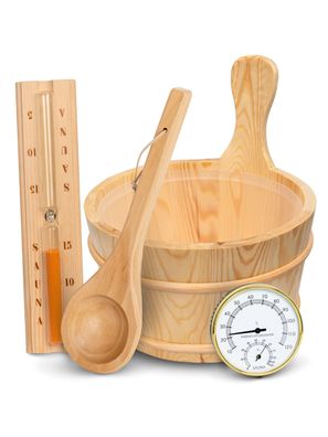 Saunazubehör 4-teiliges Set aus Holz
