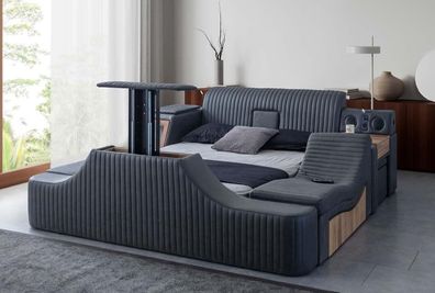 Sunshine Luxus Polsterbet 160x200 cm mit TV Lift und Massage in Anthrazit