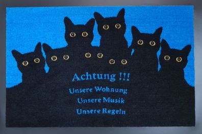 Fußmatte Bodenmatte Katzenhaus Cats Home Fußabtreter 40 x 60 cm schwarz