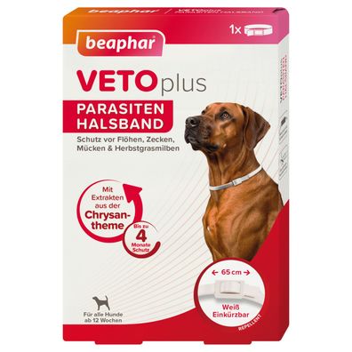 Beaphar VETOplus Parasiten Halsband für Hunde, weiß - 65 cm