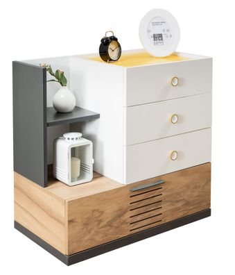 Schubkastenkommode Relax mit 3 Schubladen in Weiß/Eiche