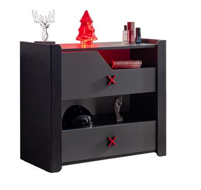 Schubkasten Kommode Game Zone mit LED - Gamer in Schwarz