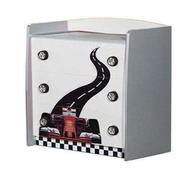 Kinder Turbo Formula Kommode mit Schubladen in Weiß